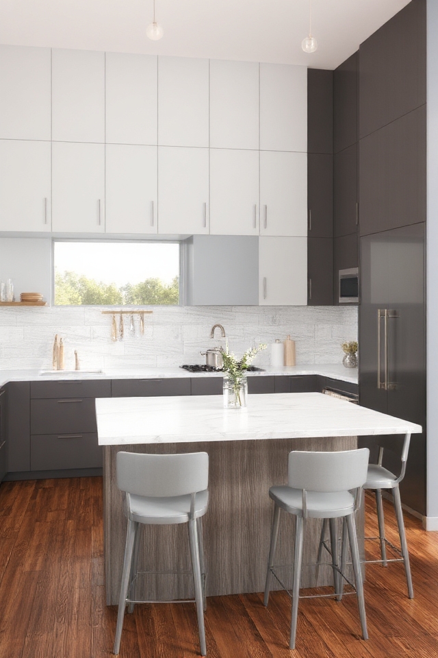 sleek two tone grey cabinetry