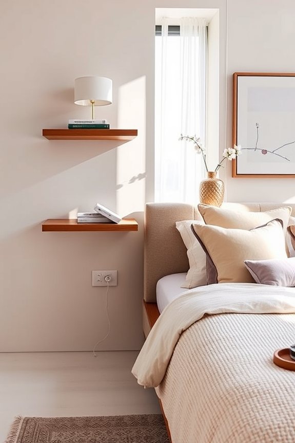 sleek wall mounted bedroom storage