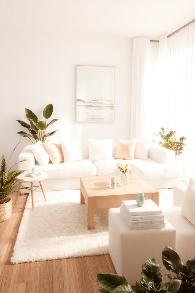 soft pastels and whites