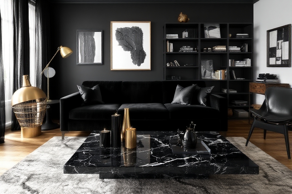 sophisticated black decor layering