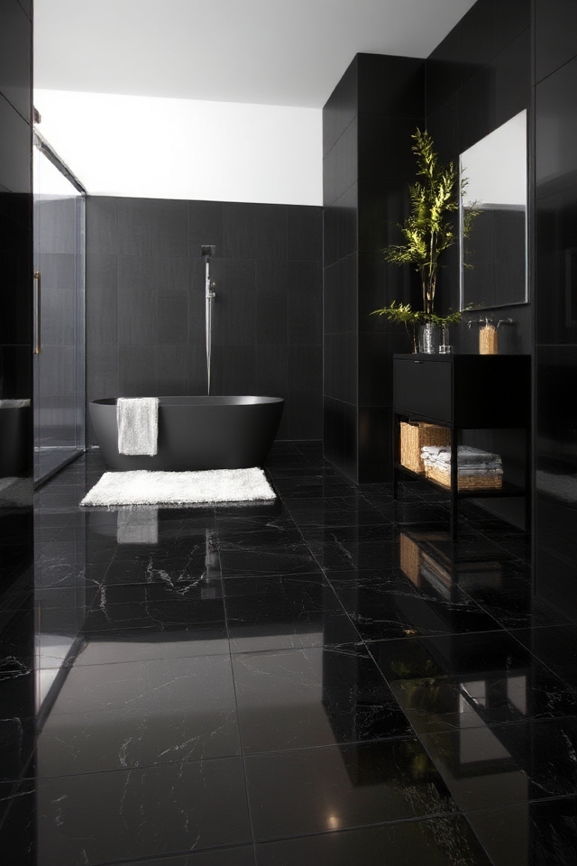 sophisticated black tile floors