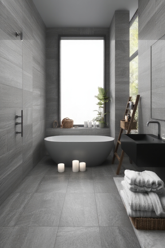sophisticated gray bathroom design