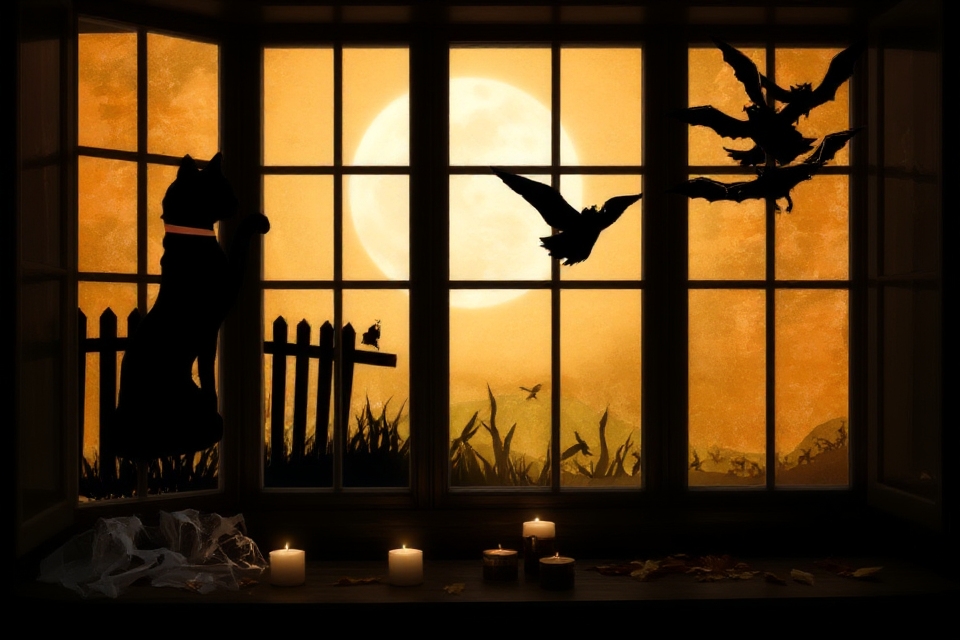 spooky silhouette window decor