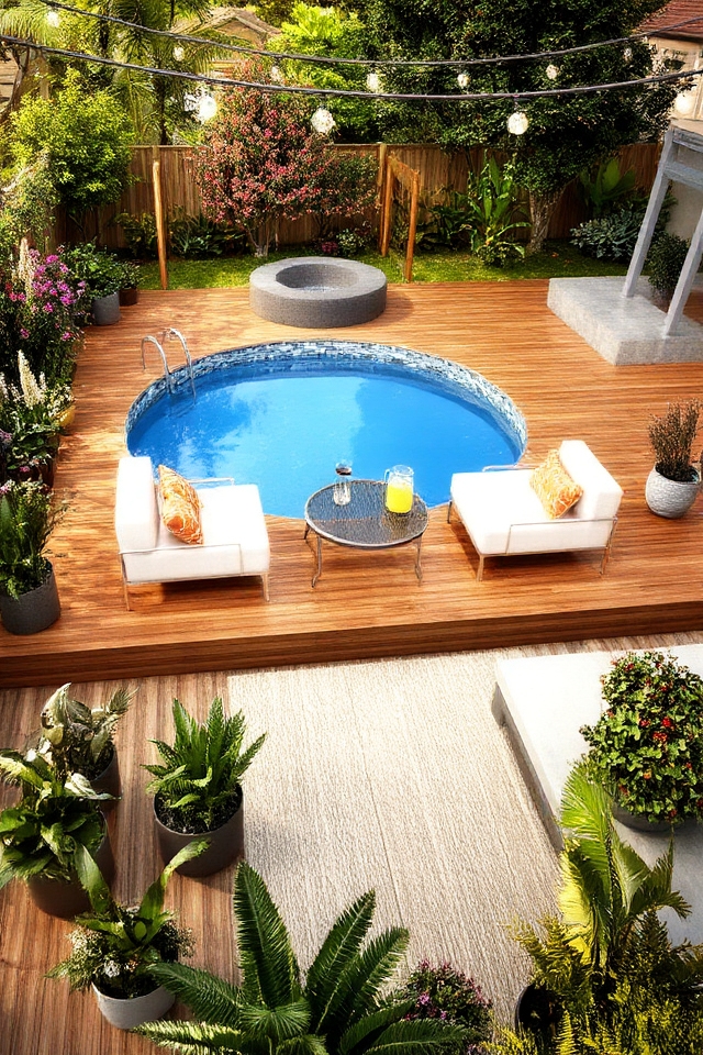 stylish above ground pool decking