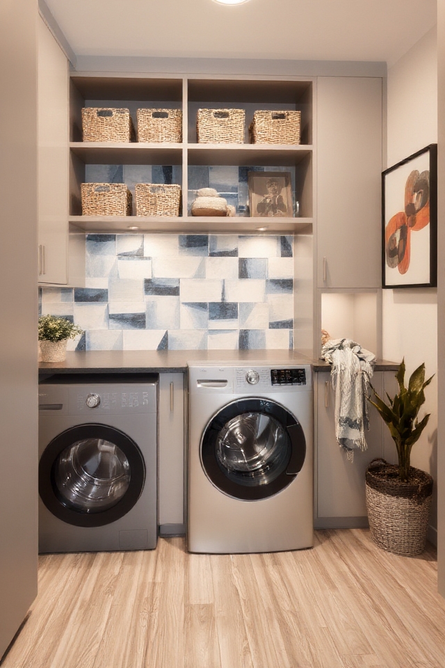 stylish basement laundry room