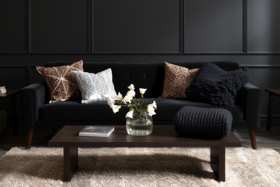 stylish black decorative pillows