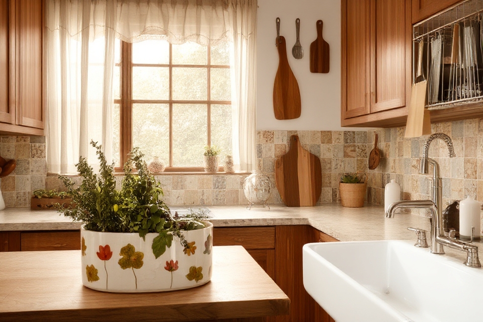 stylish country kitchen backsplash