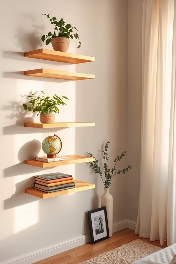 stylish functional floating shelves