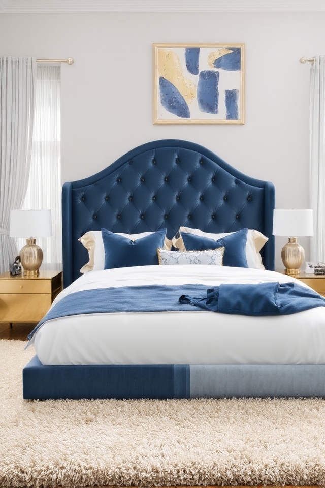 stylish headboard enhances bedroom