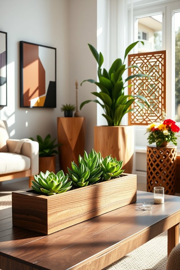 stylish natural wooden planters