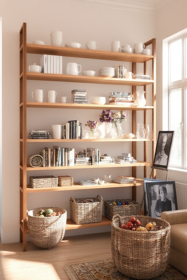 stylish open shelving display
