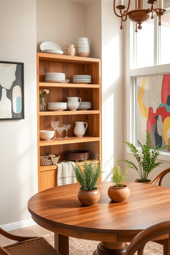 stylish open shelving display