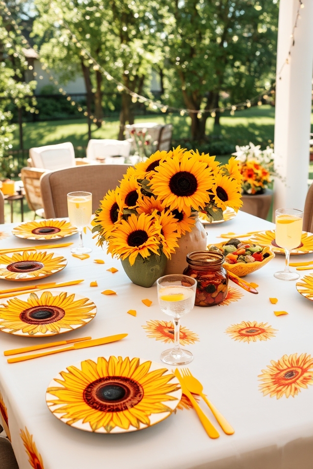sunflower themed tableware celebration