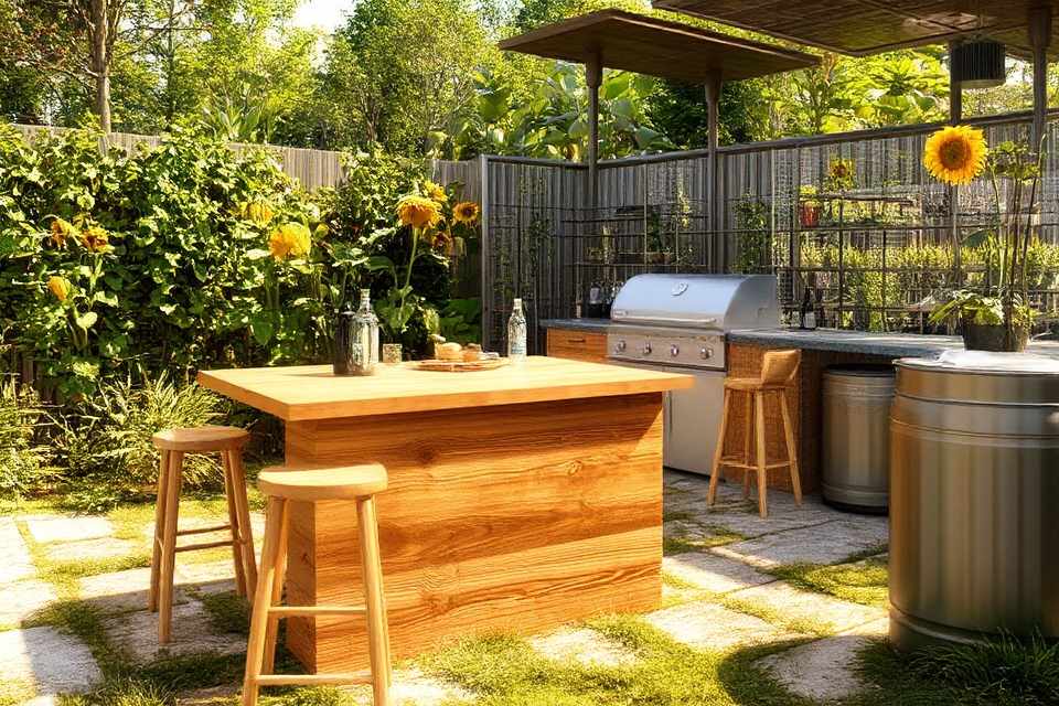 sustainable outdoor kitchen retreat