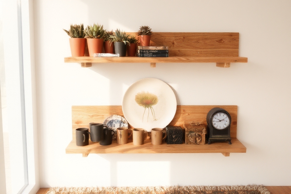 sustainable rustic diy shelves