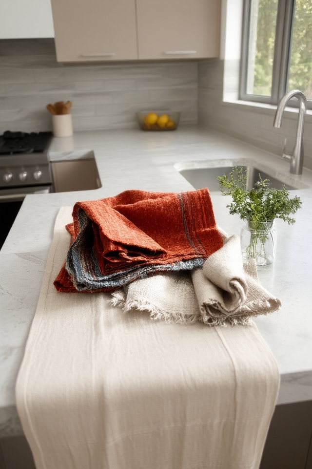 textured fabric countertop decor