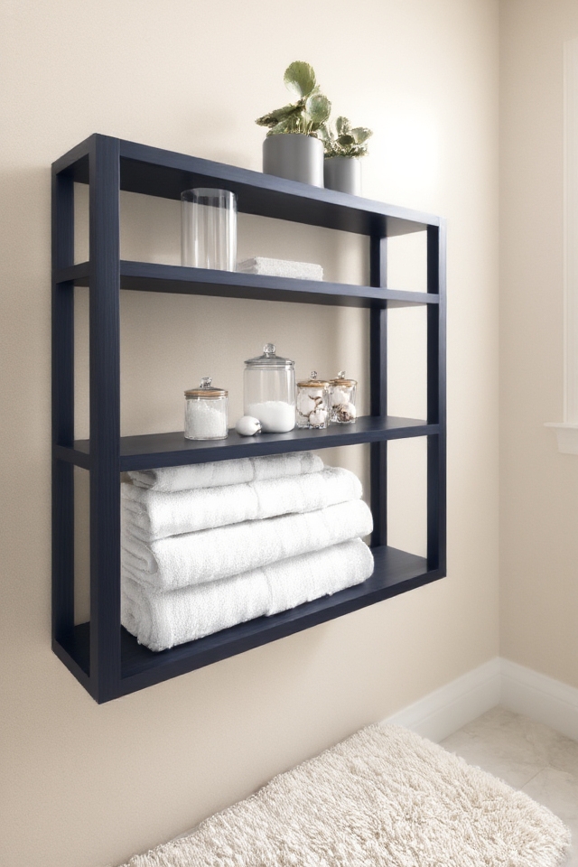 timeless blue wood shelving