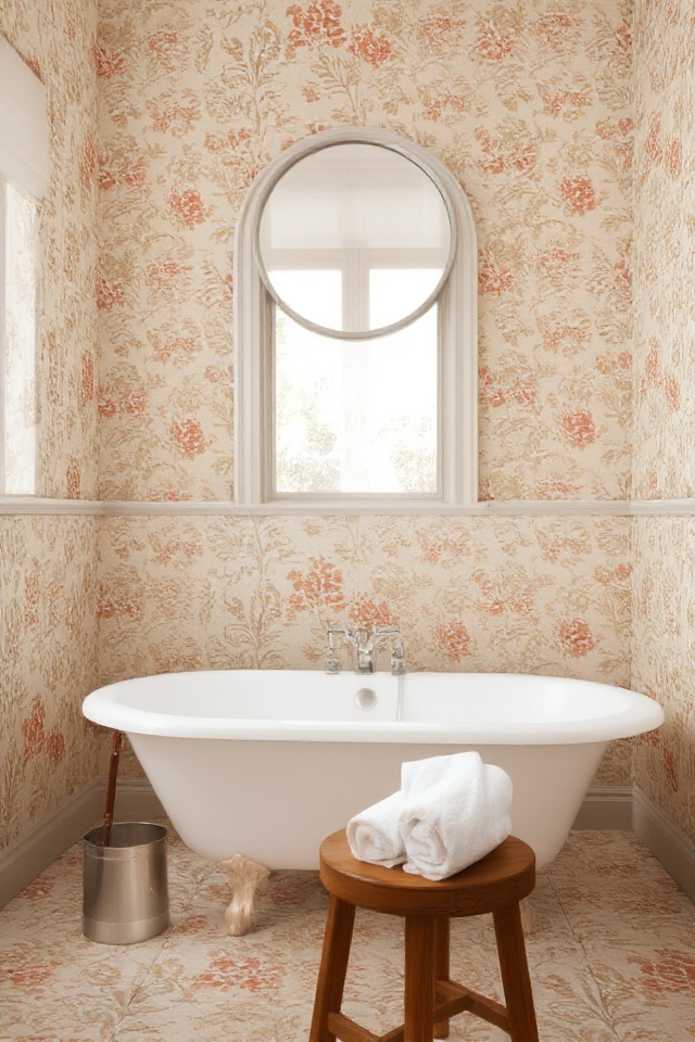timeless vintage bathroom wallpaper