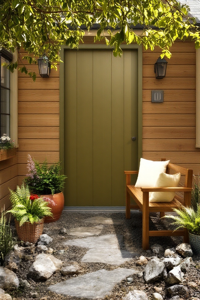 tranquil earthy olive entrance