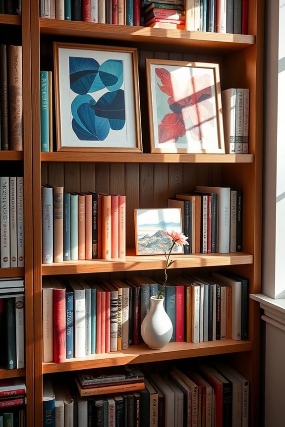transform bookshelf with art