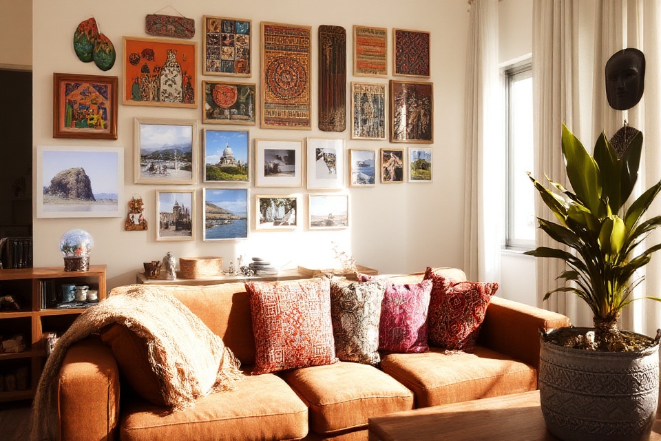 travel souvenirs as decor