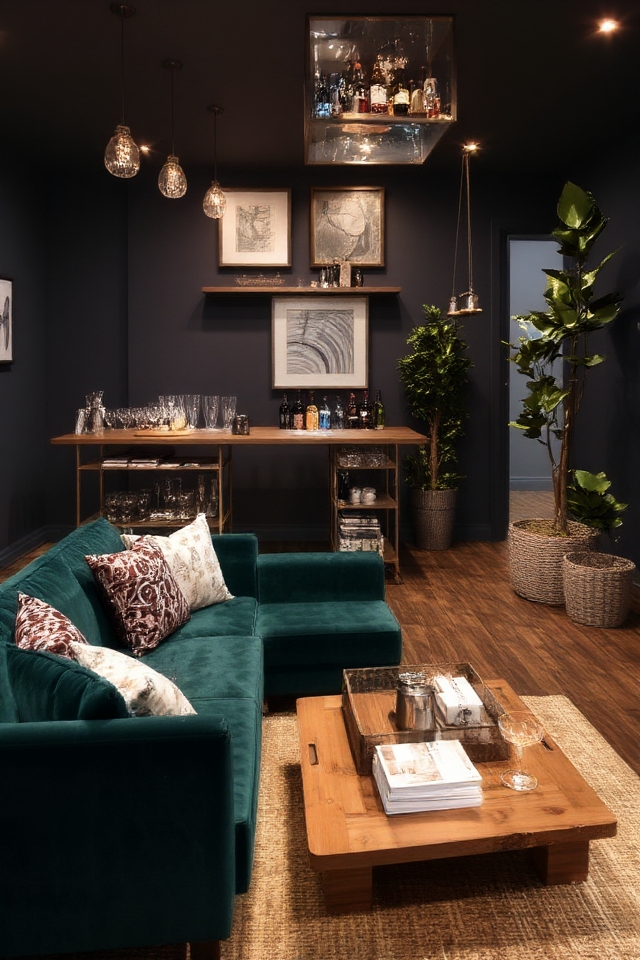 trendy basement bar lounge