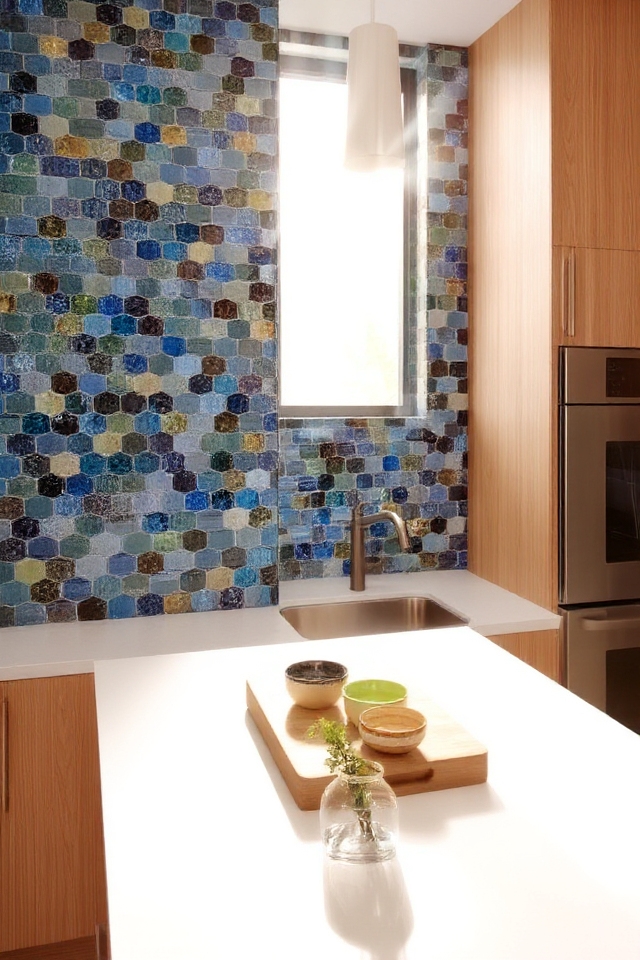 trendy mosaic backsplash design