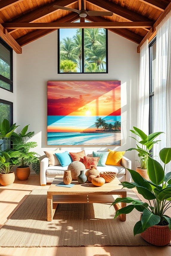 tropical artwork enhances decor