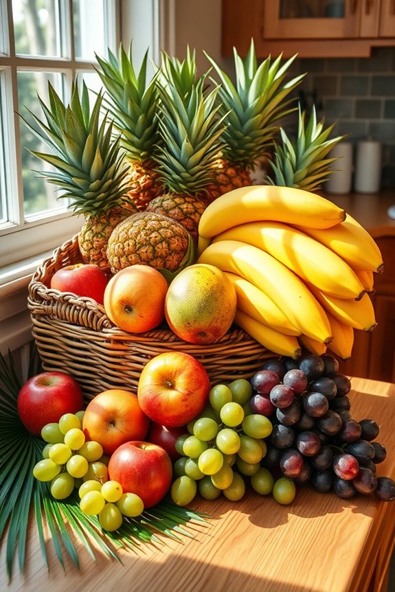 tropical fruit basket display