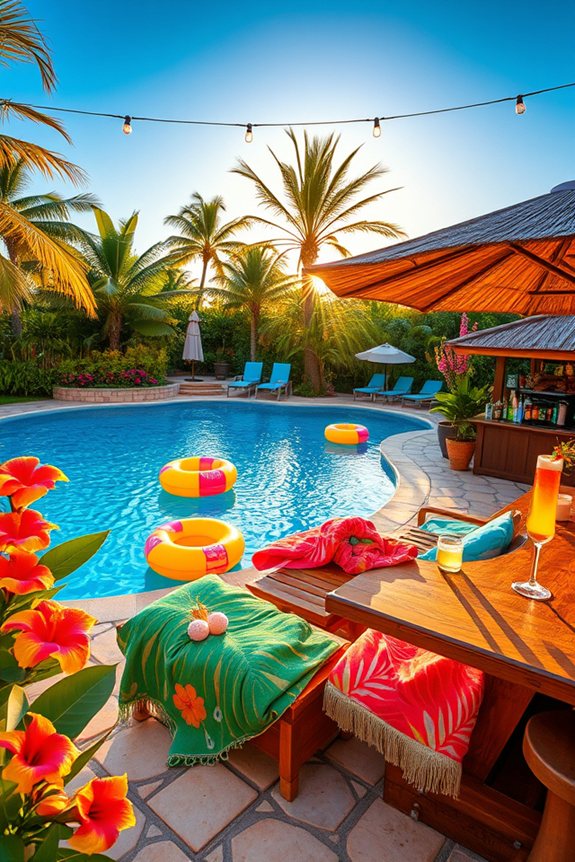 tropical oasis pool decor