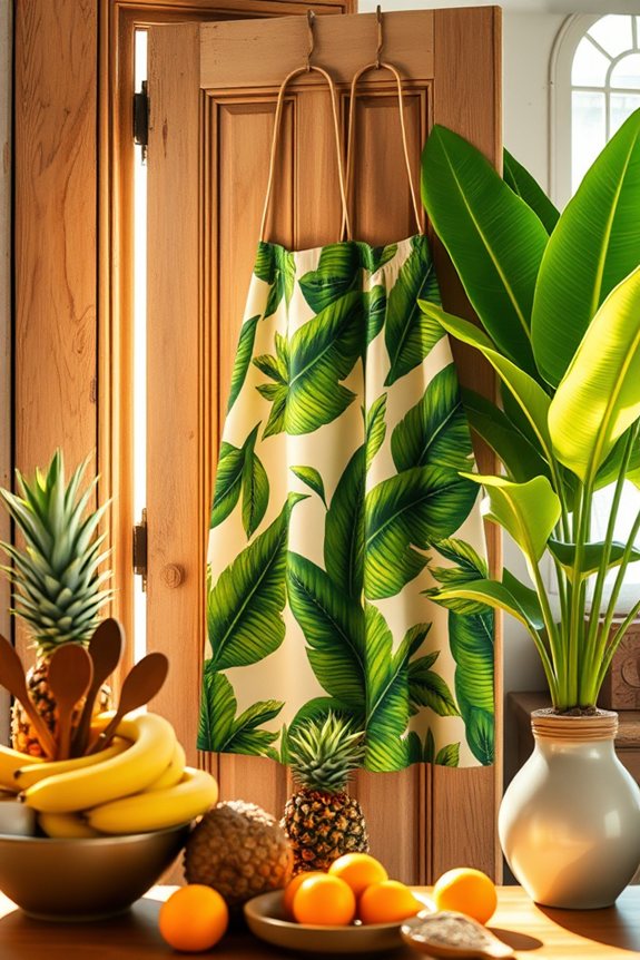 tropical themed kitchen aprons