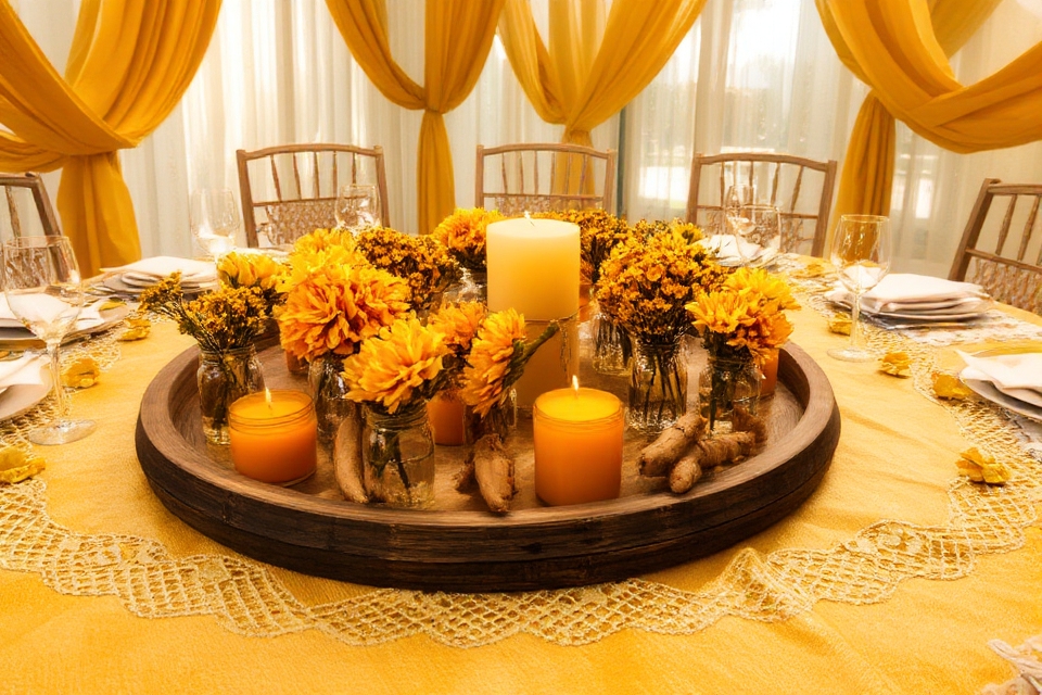 turmeric themed elegant centerpieces
