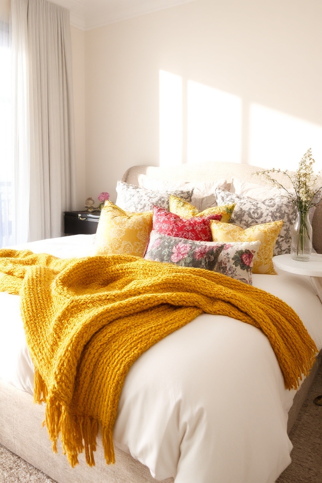 vibrant accent pillows and throws