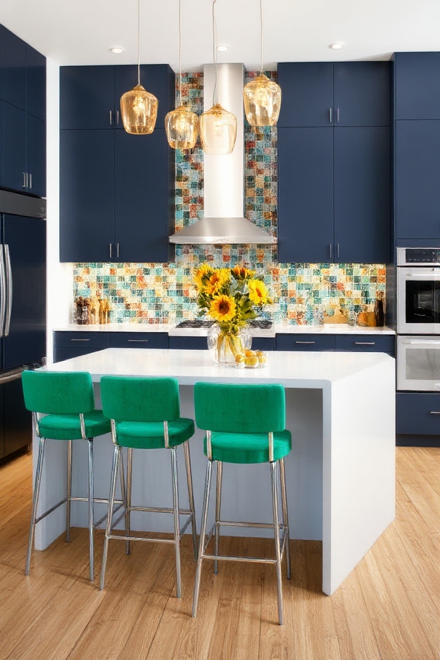 vibrant accents enhance kitchens