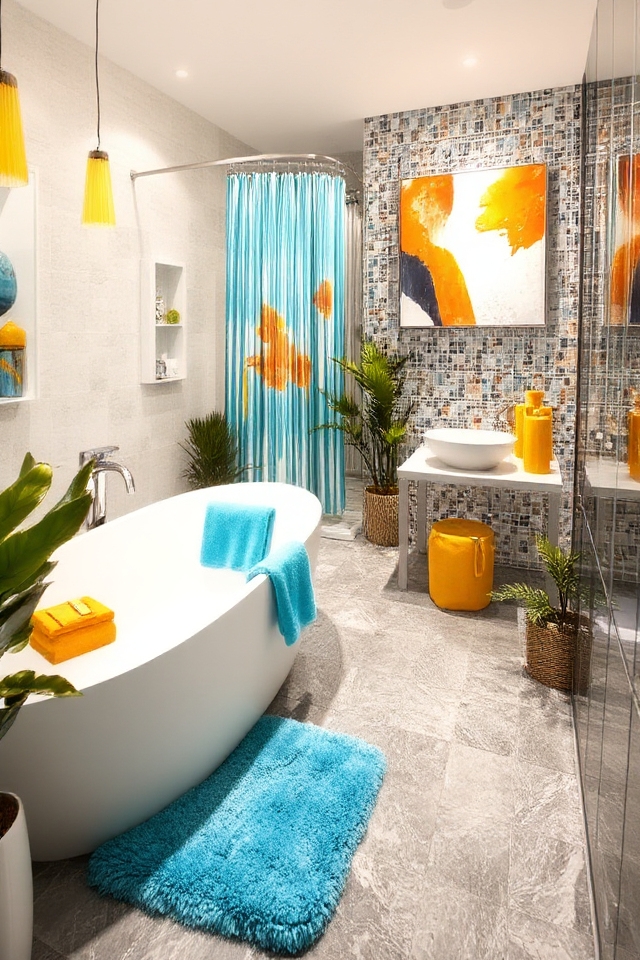 vibrant bathroom color accents