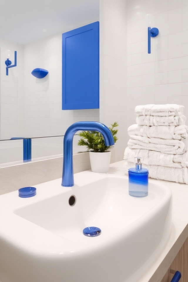 vibrant blue bathroom accents