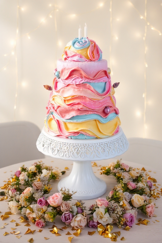 vibrant cake display elements