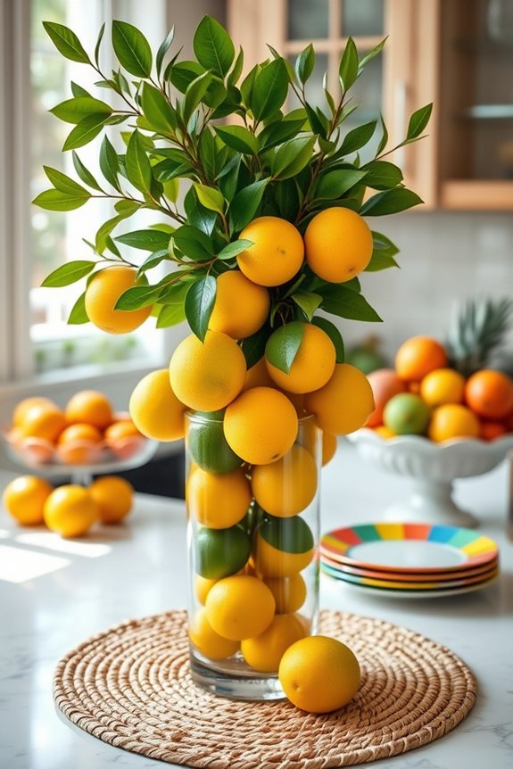 vibrant citrus themed centerpieces