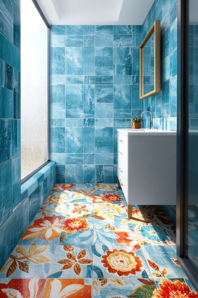vibrant coastal bathroom tiles