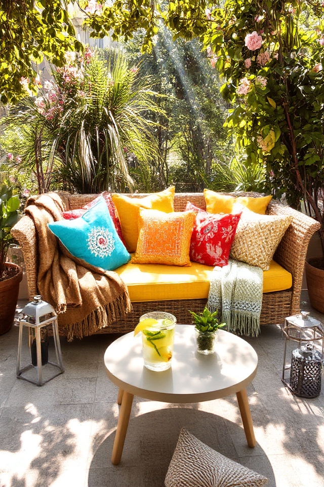 vibrant cushions enhance comfort