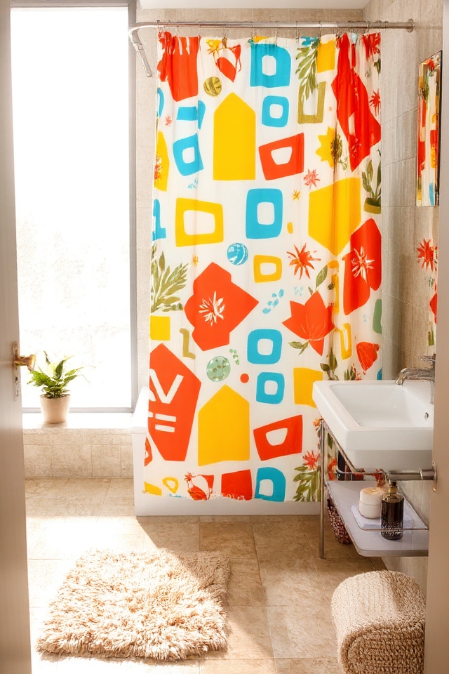 vibrant dorm bathroom decor