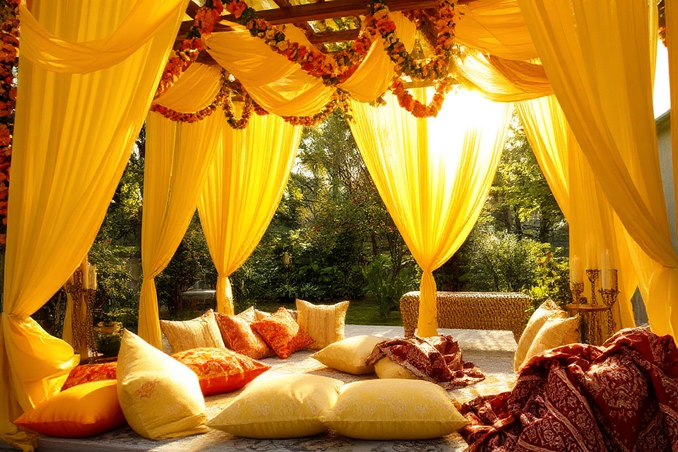 vibrant drapes enhance celebrations