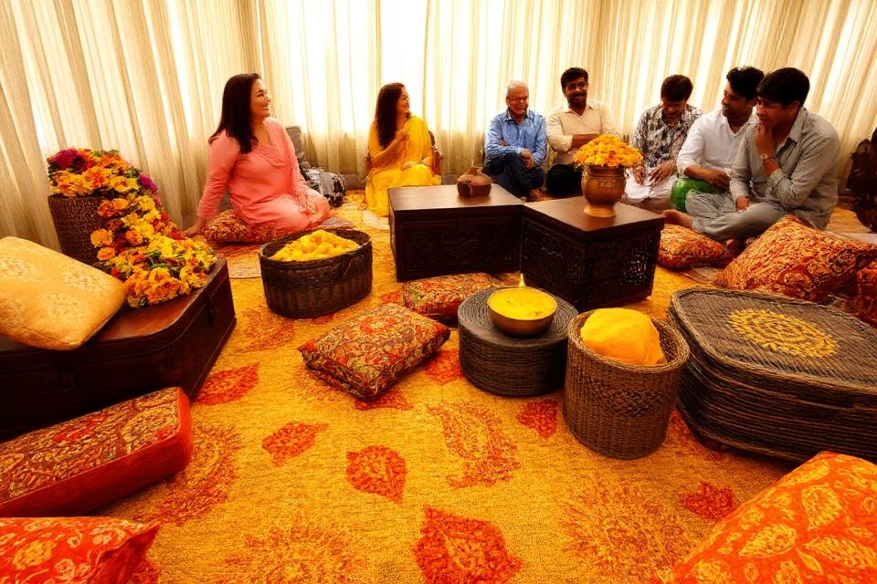 vibrant ethnic seating arrangement