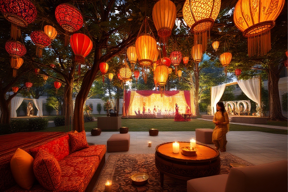 vibrant ethnic wedding lighting