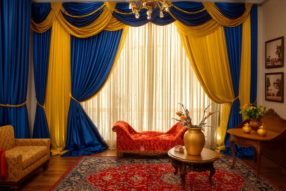 vibrant fabric drapes enhance