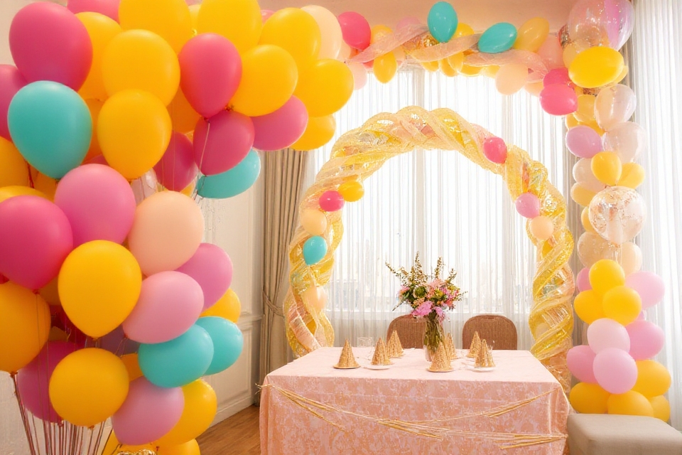 vibrant festive balloon arrangements