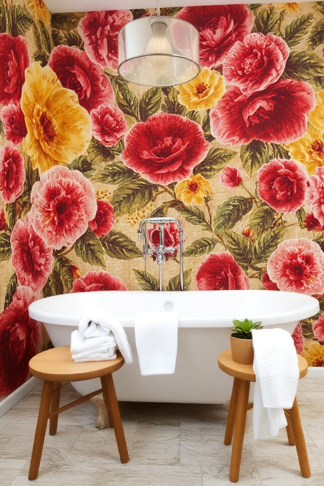 vibrant floral bathroom transformation