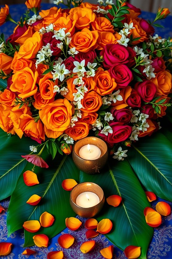 vibrant floral engagement decorations