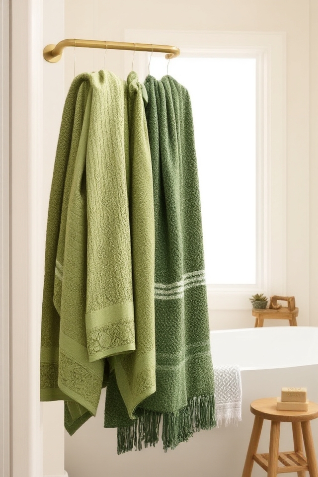 vibrant green towel decor