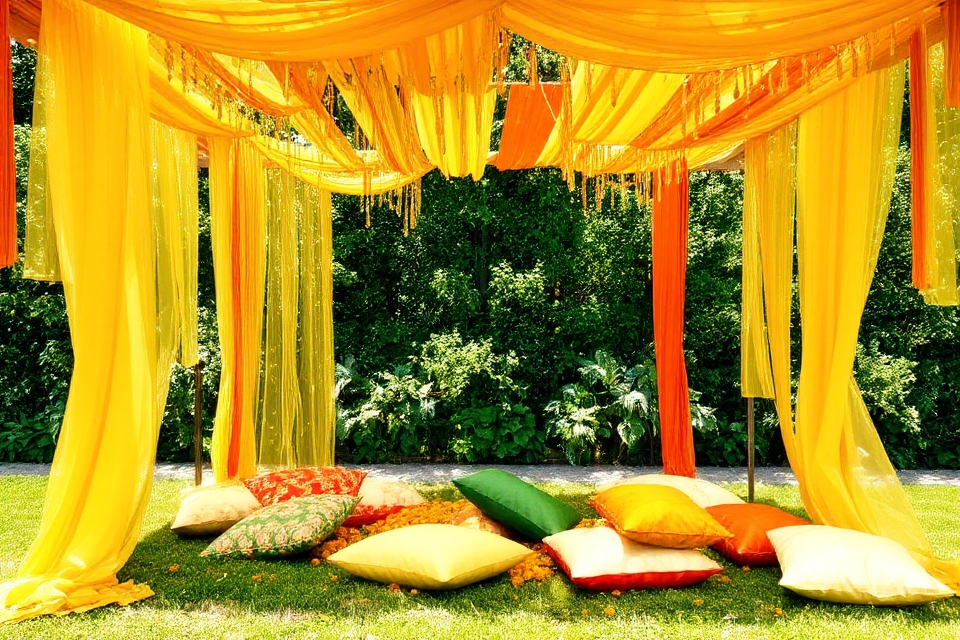 vibrant haldi celebration decor
